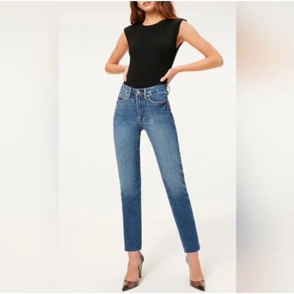 NWT Good American Good Classic Raw Hem Jeans Blue940, 6/28 - Picture 1 of 8